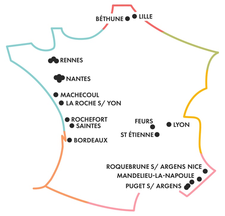Carte de France villes sans Paris