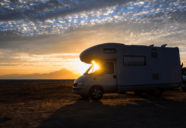 Coucher de soleil camping-car