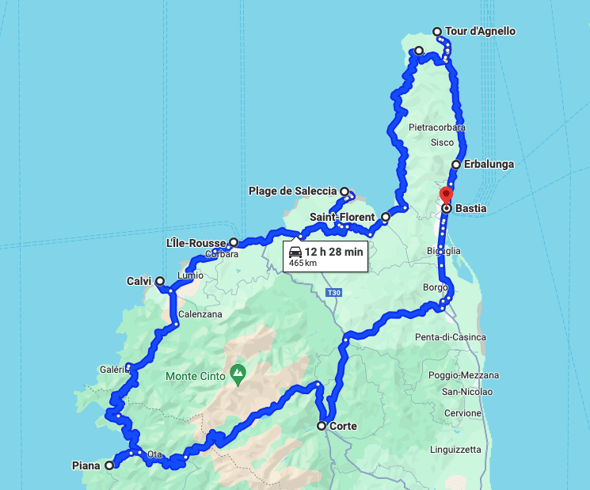 Itinéraire nord de la corse en camping-car ou van