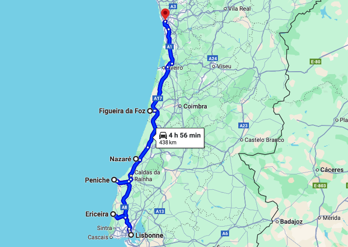 Roadtrip de Lisbonne à Porto Portugal