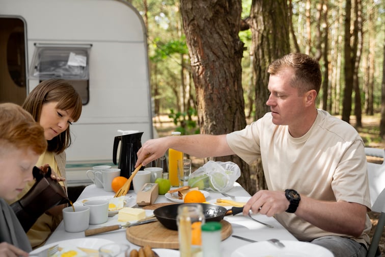 side-view-nomad-family-eating-nature